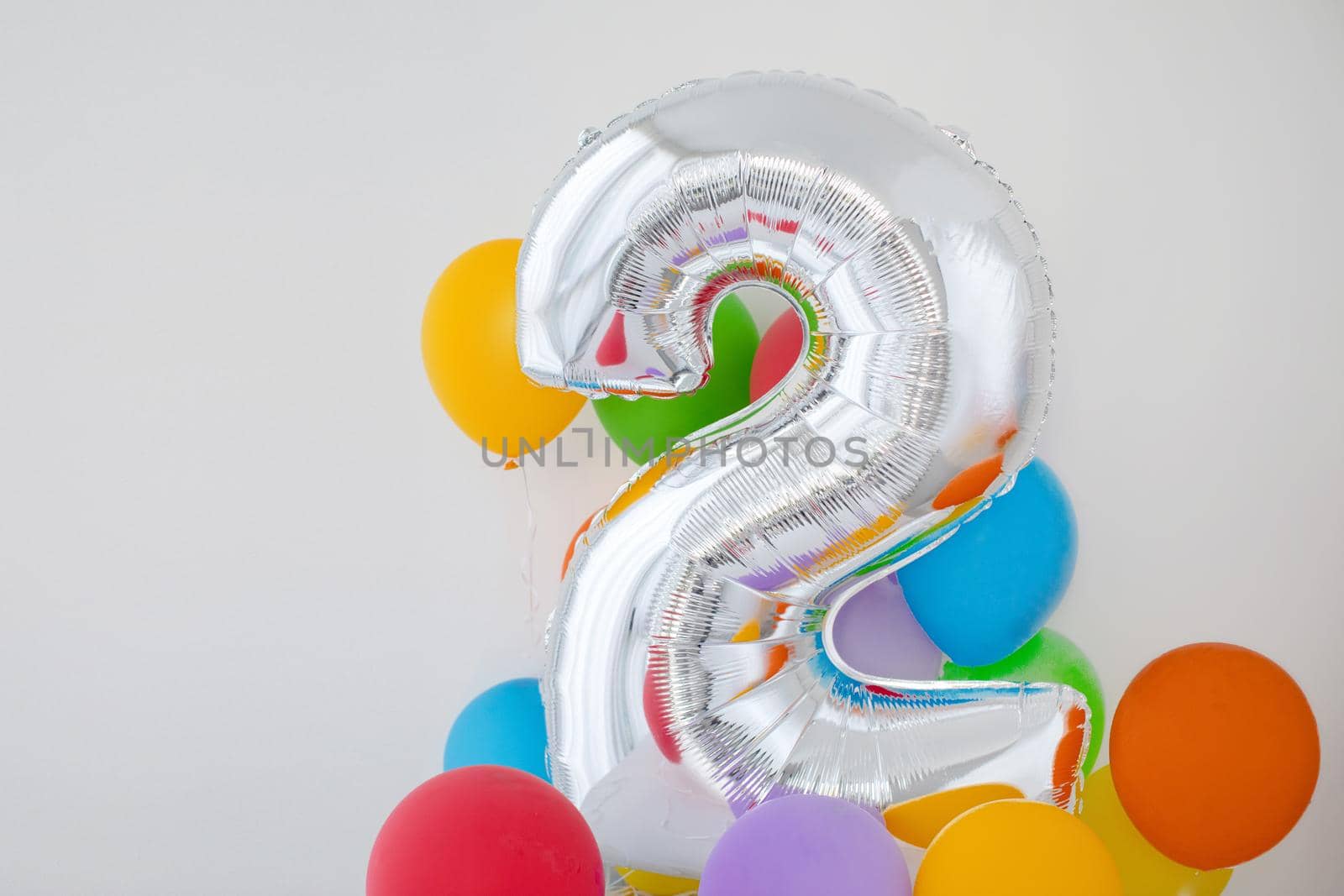 Number 2 two of color balloon on light background by Demkat