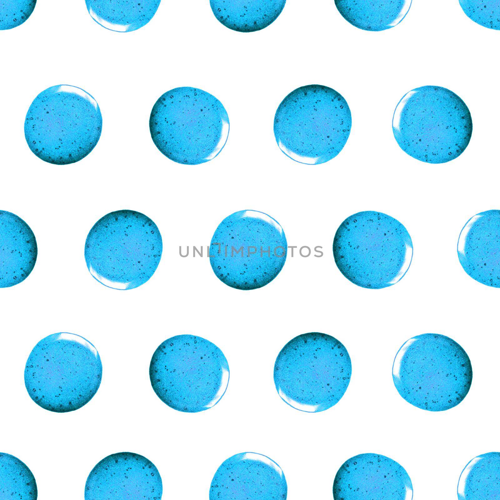 Seamless pattern with shine glitter dots. Blue draw blots. Hand-made. Isolated on white background. Fabric print. 3D rendering by DesignAB