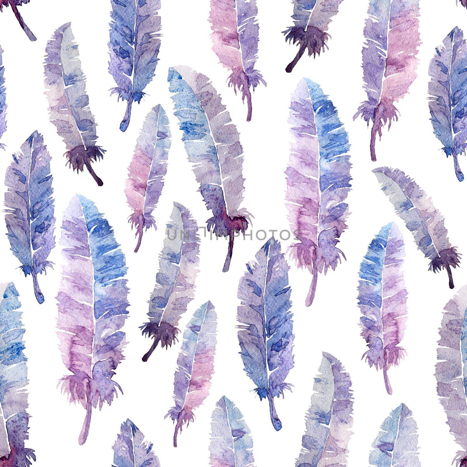 Watercolor feathers seamless pattern. by DesignAB