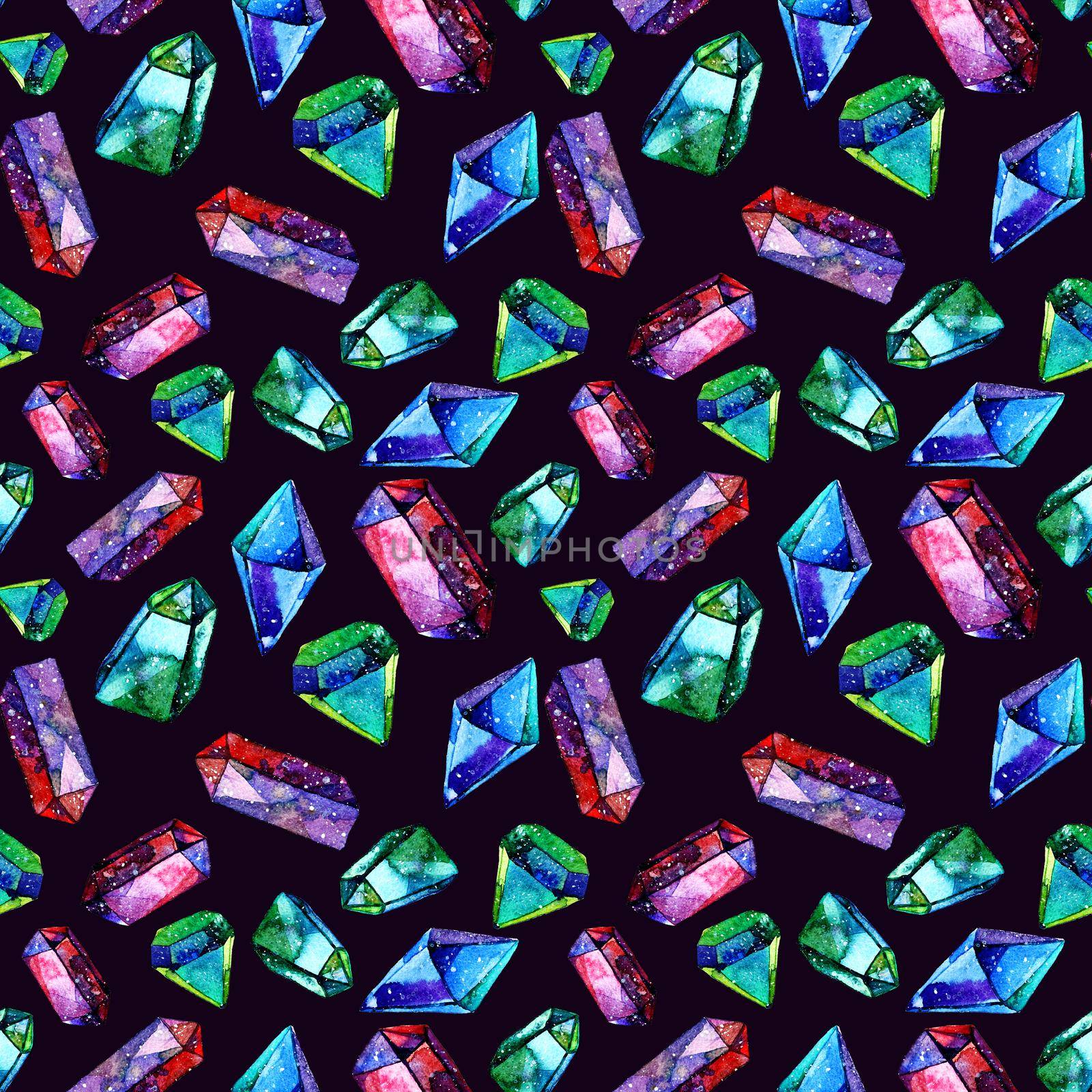 Watercolor illustration of diamond crystals - seamless pattern by DesignAB