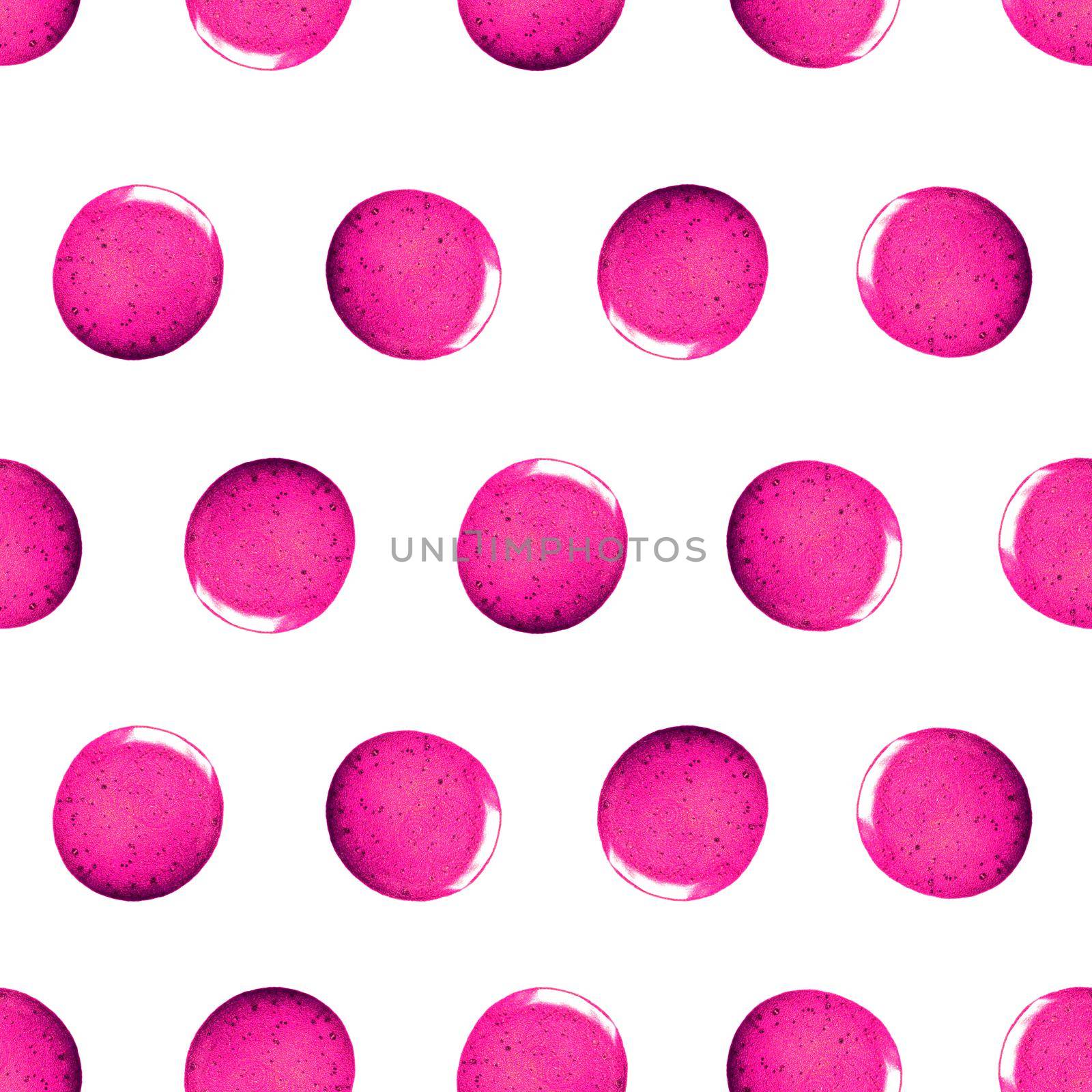 Seamless pattern with shine glitter dots. pink gold draw blots. Hand-made. Isolated on white background. Fabric print. 3D rendering by DesignAB