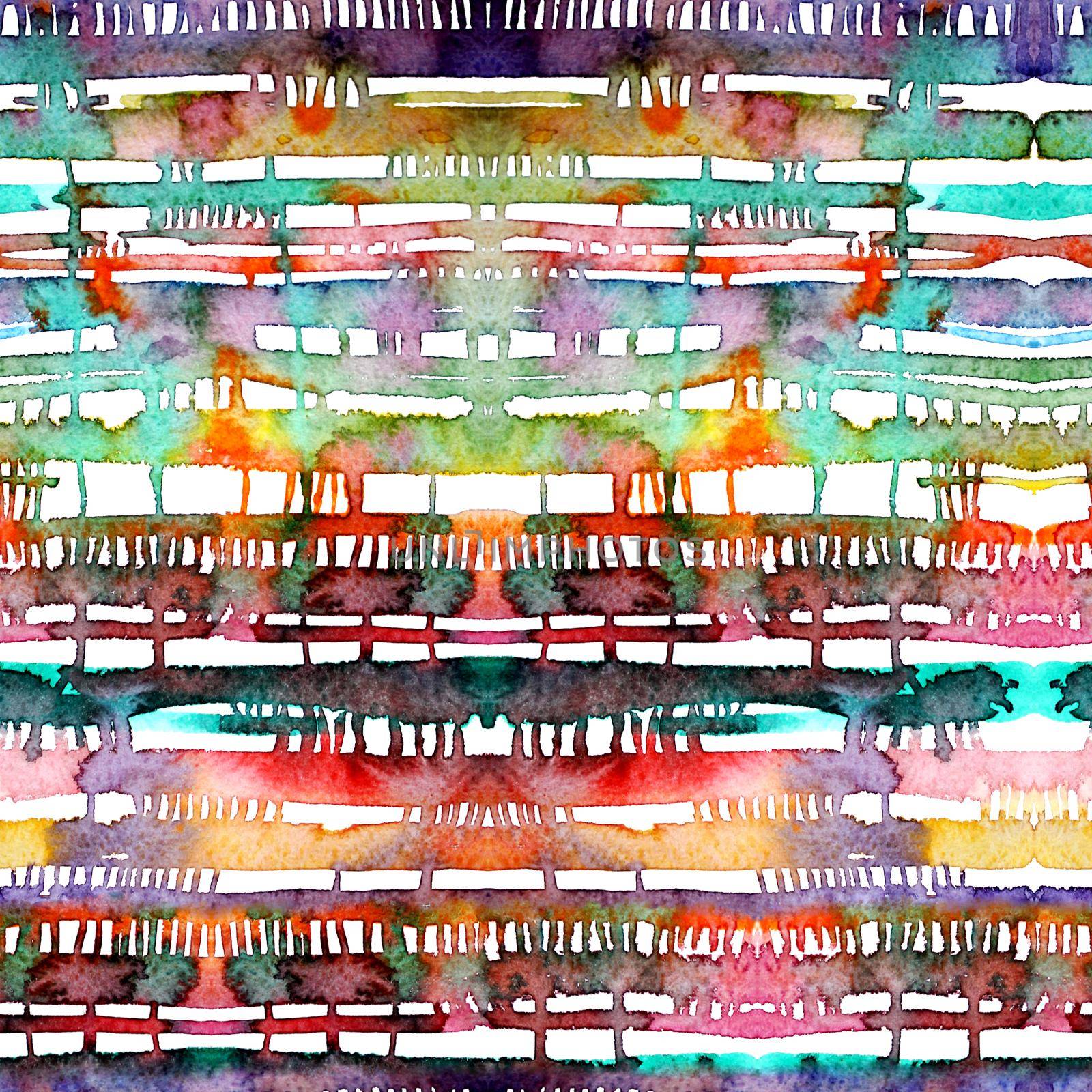 Watercolor lines and stains. Seamless pattern. Colorful endless