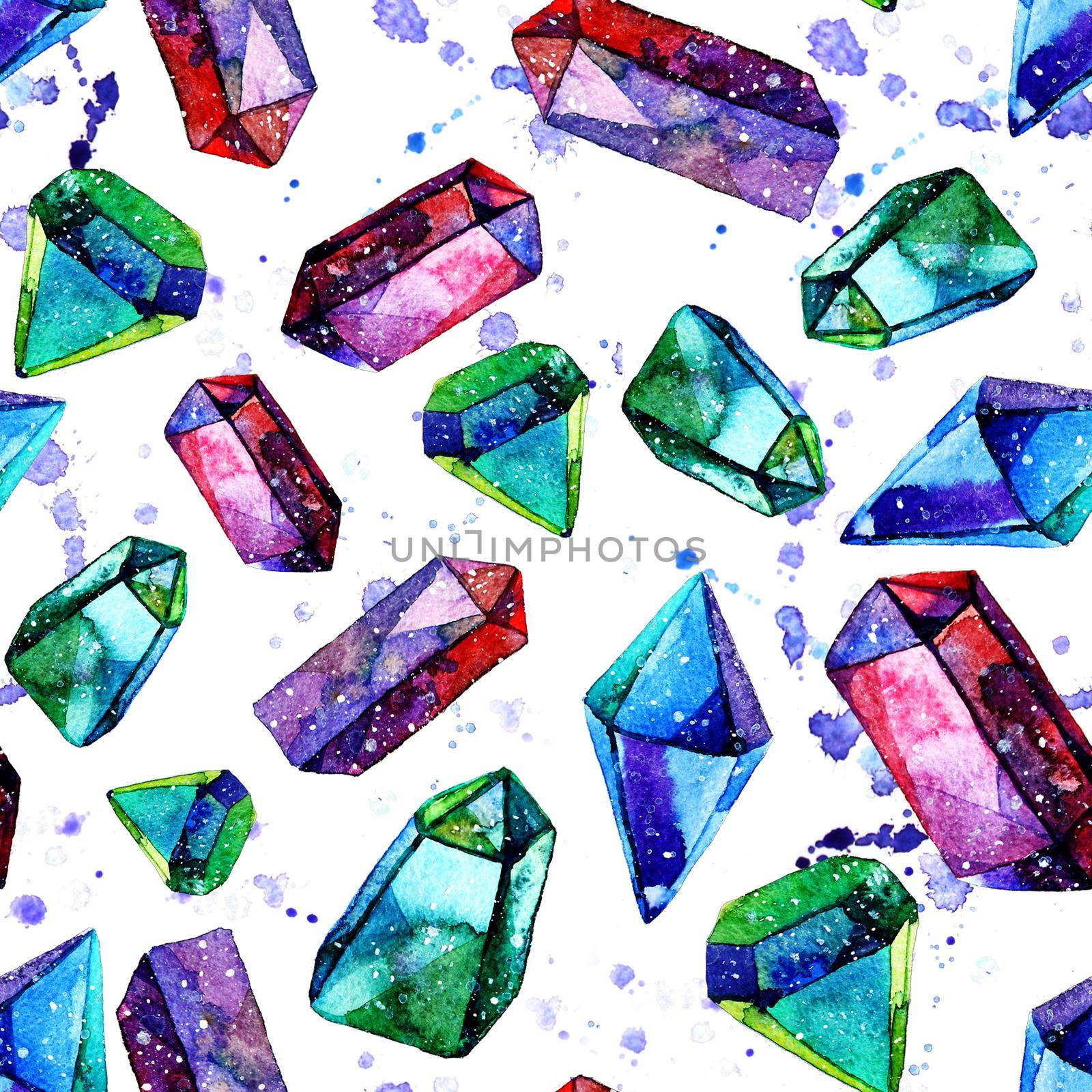 Watercolor illustration of diamond crystals - seamless pattern by DesignAB