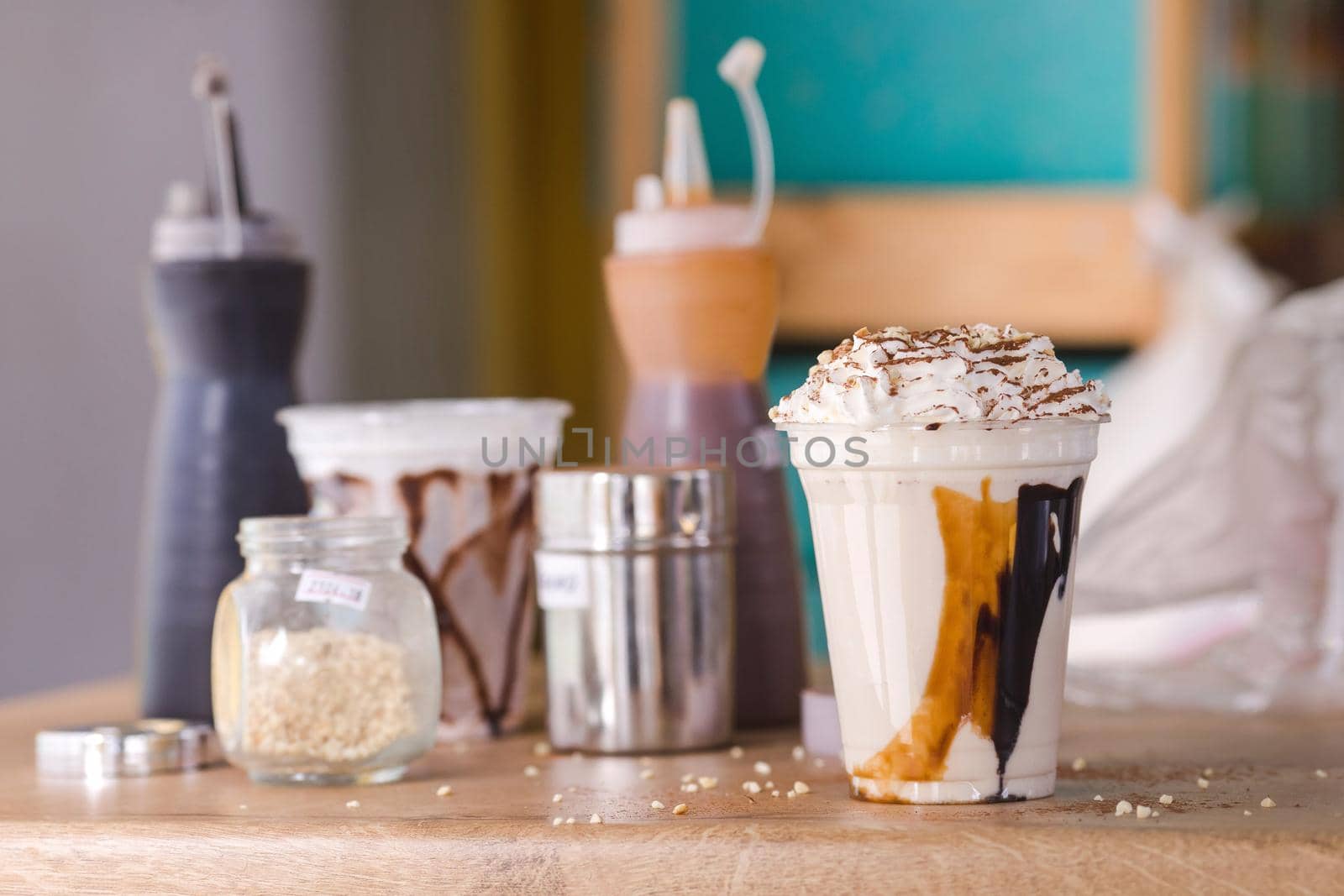 Delicious milkshake on table by Demkat