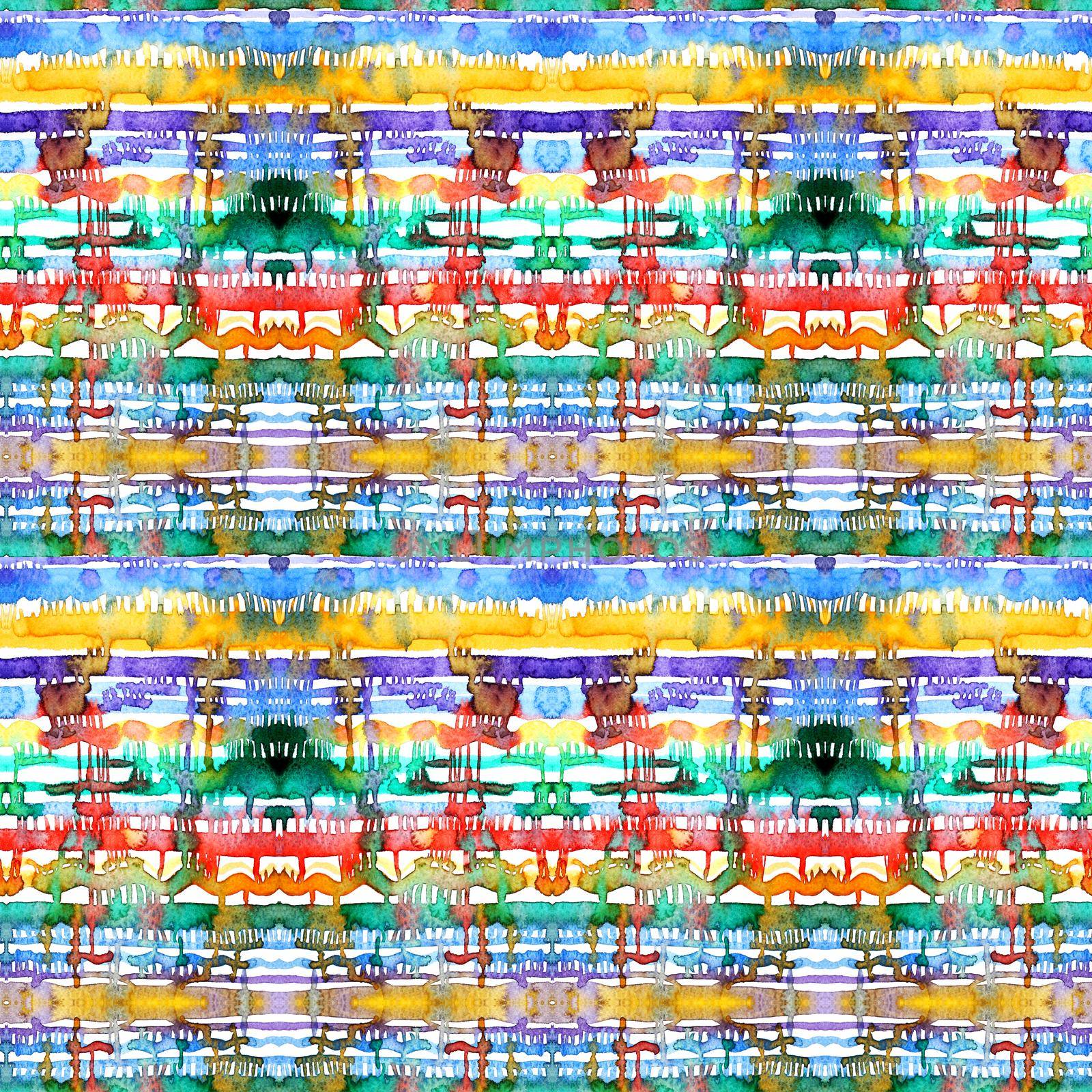 Watercolor lines and stains. Seamless pattern. Colorful endless
