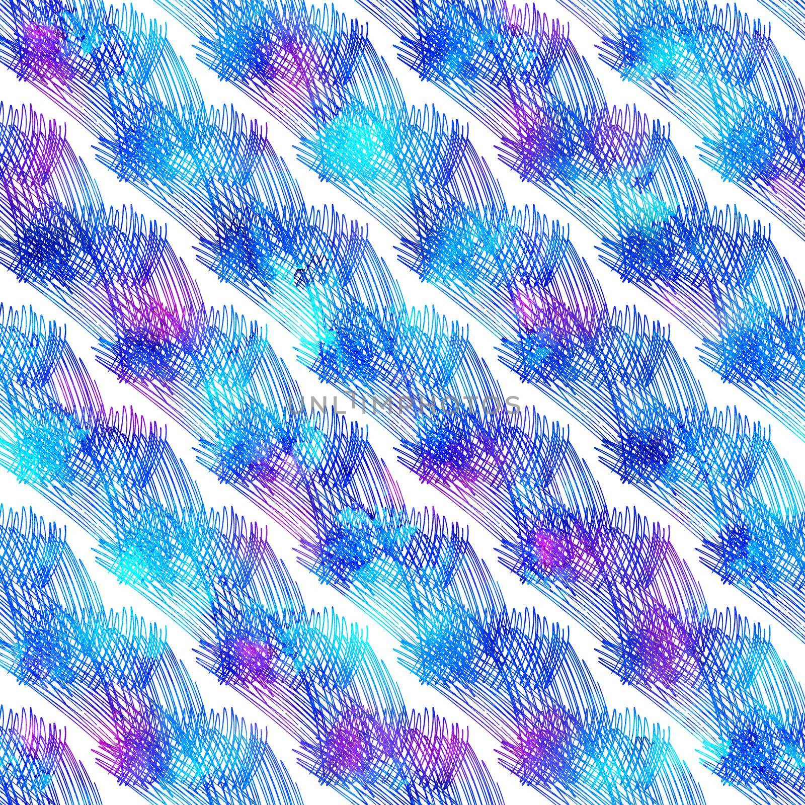 Brush Stroke Line Stripe Geometric Grung Pattern Seamless in Blue Color Background. Gunge Collage Watercolor Texture for Teen and School Kids Fabric Prints Grange Design with lines by DesignAB