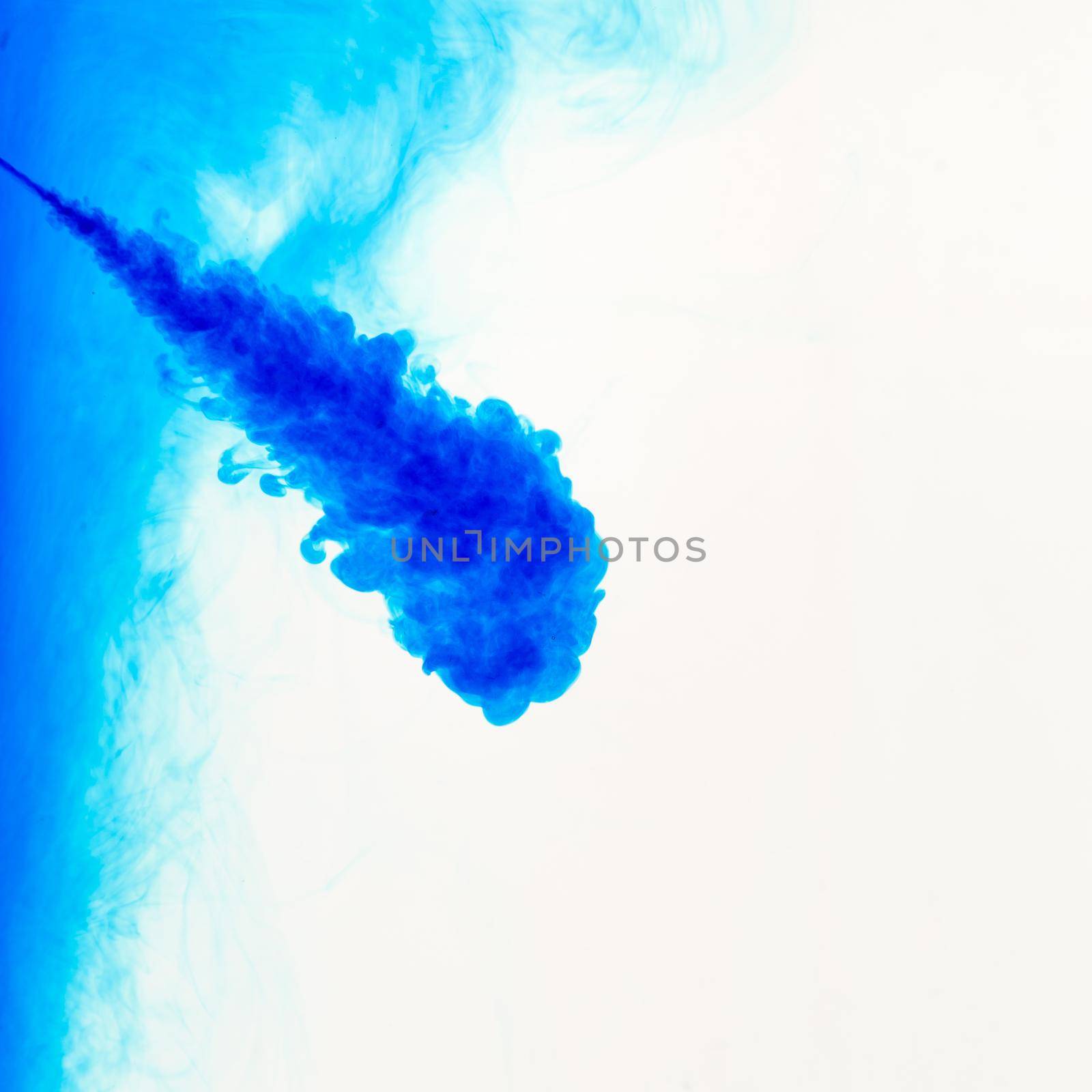 Cloud of ink in water isolated on white. Color of the year 2020. - image