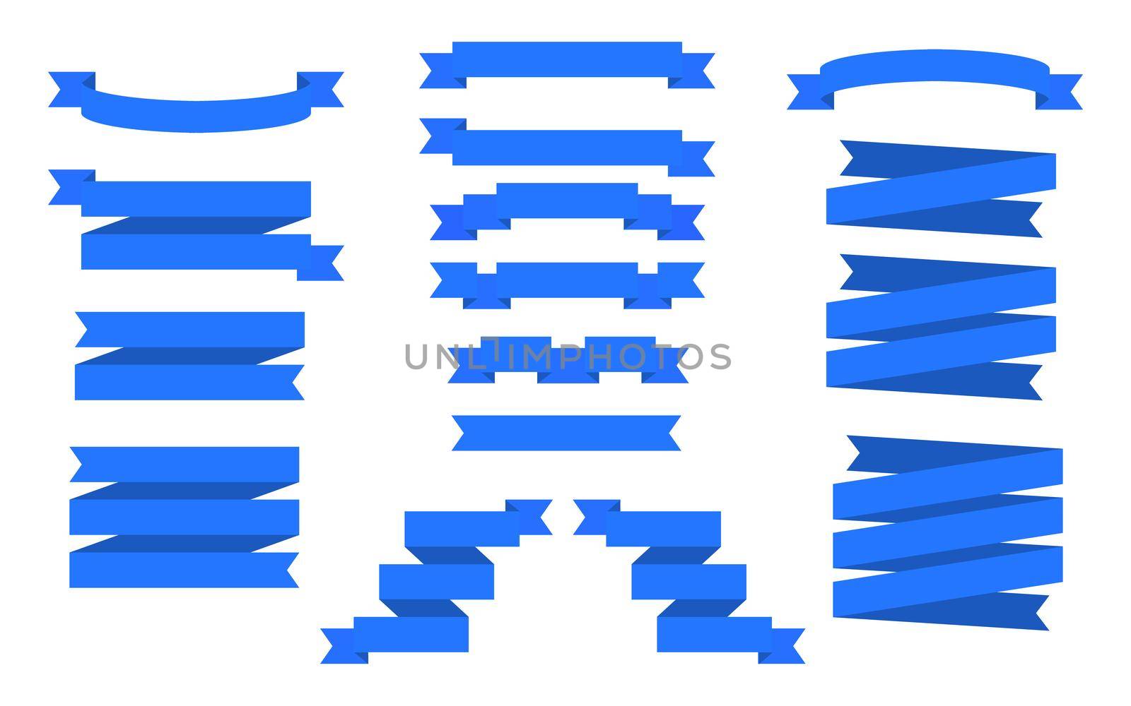 Set of blue ribbons. Illustration banners. on white background