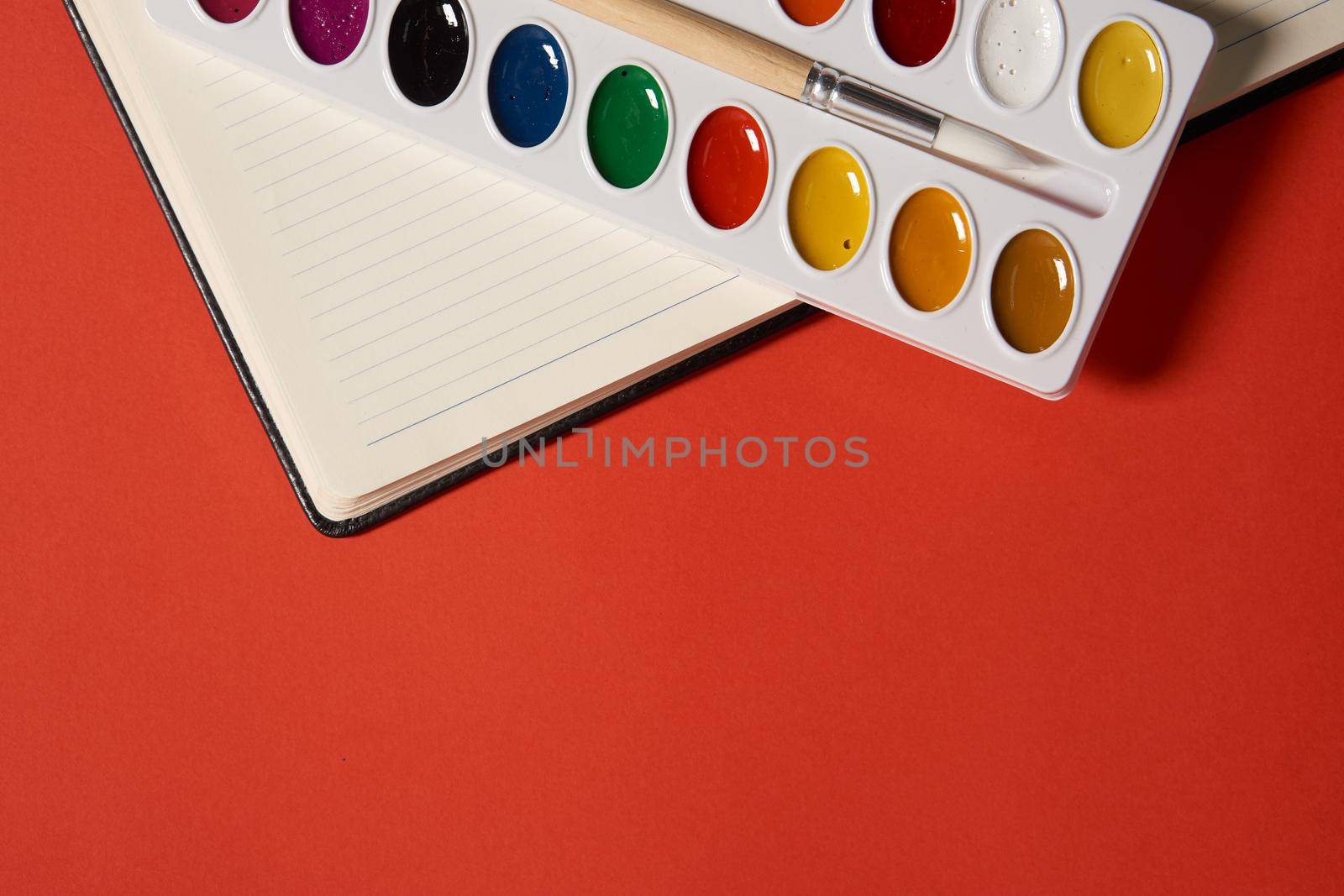 paints for painting artist learning hobby wooden mockup. High quality photo