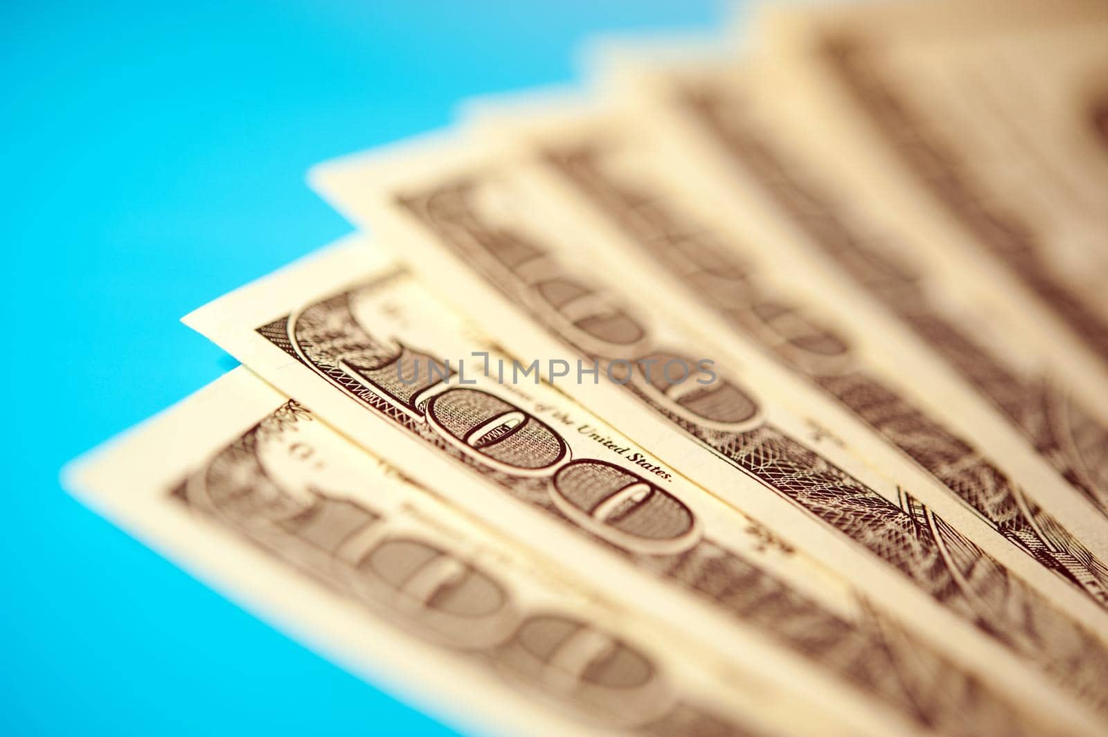 Closeup view of cash money dollars bills background. Finance and business theme. by bashta