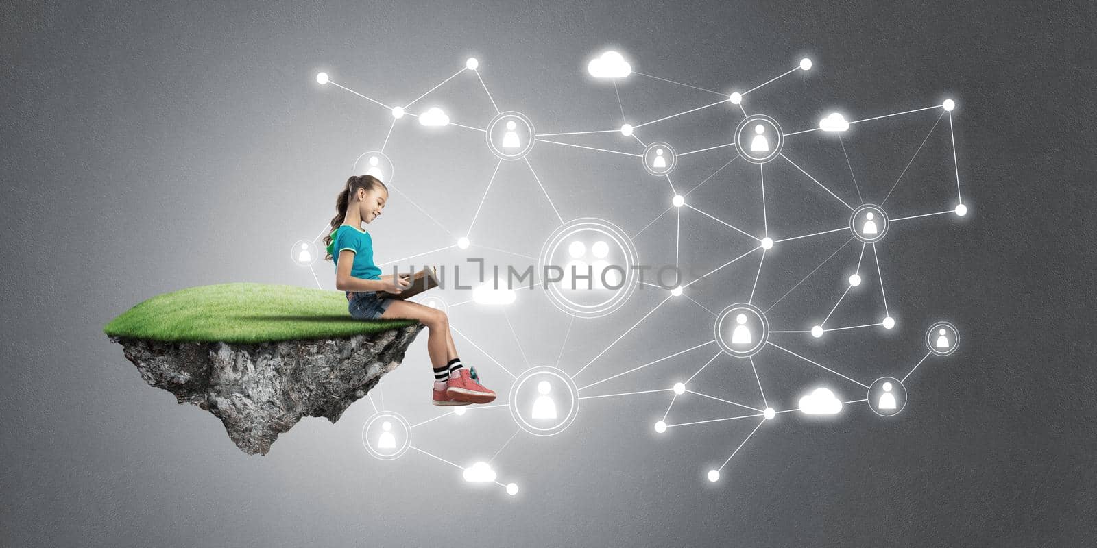 Idea of children Internet communication or online playing and electronic education by adam121