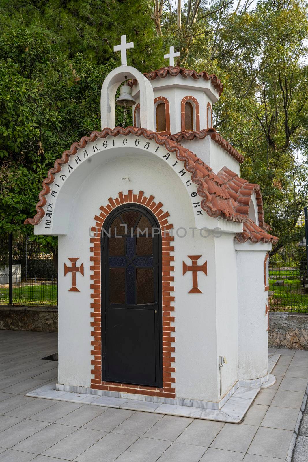 Athens, Greece. November 2021.  Exterior view of the greek orthodox church of St. George in the city center