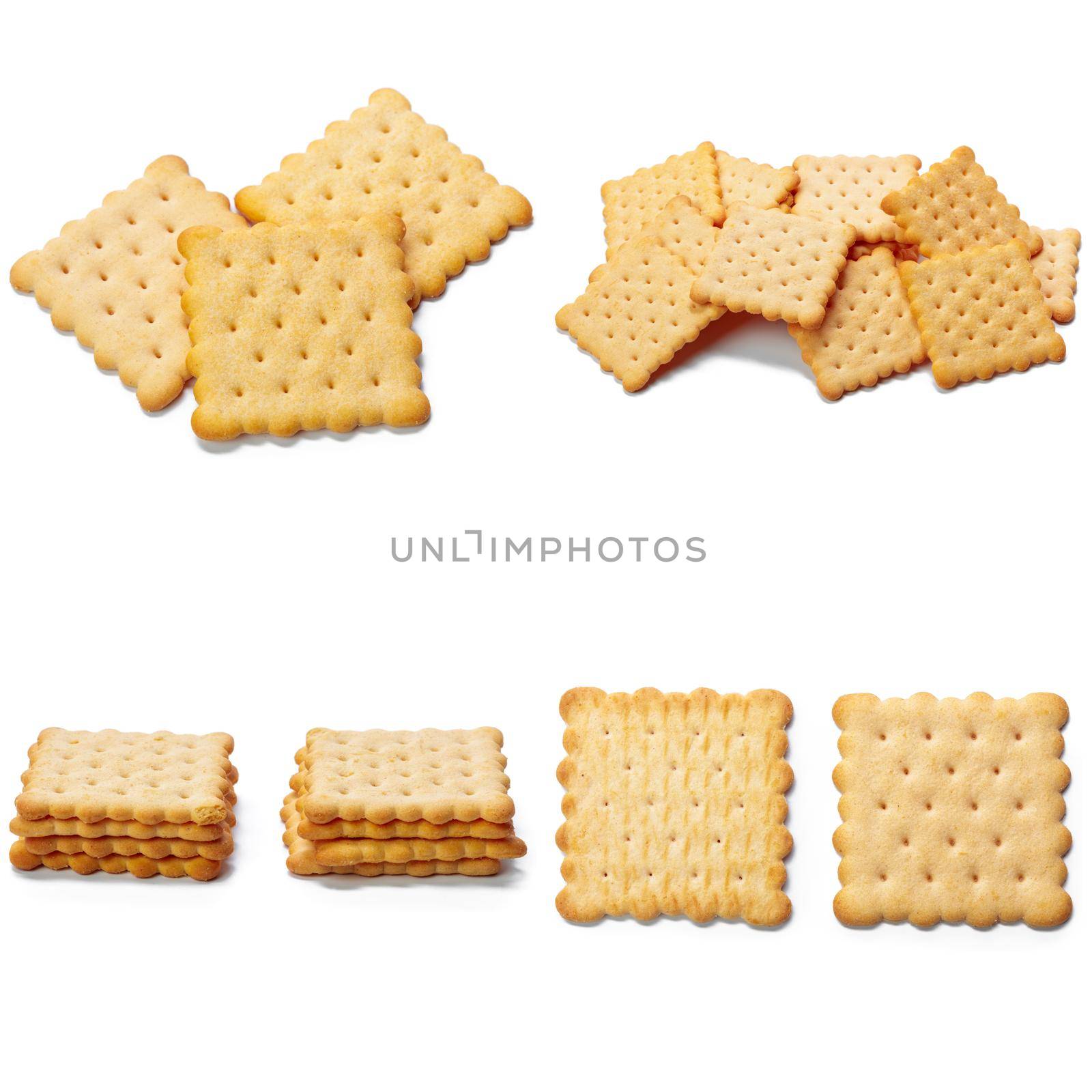 Cracker snacks isolated on over white background