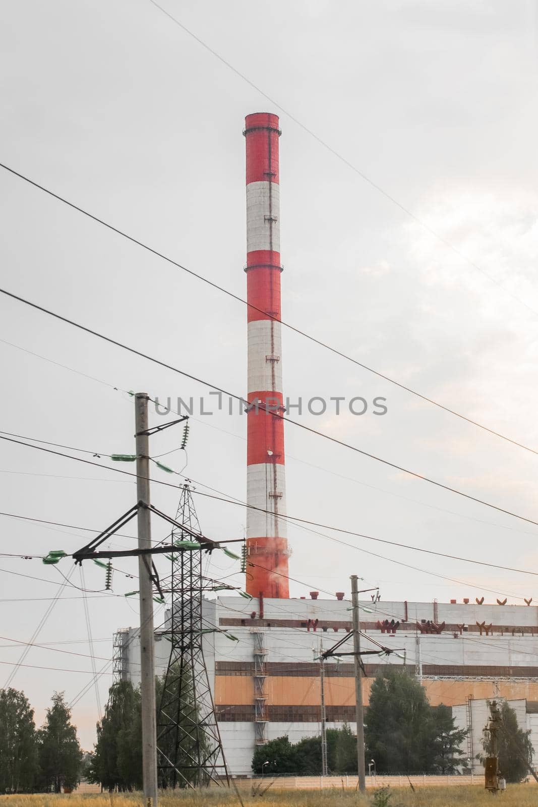 Pipe of industrial plant or heat of electric station production zone.