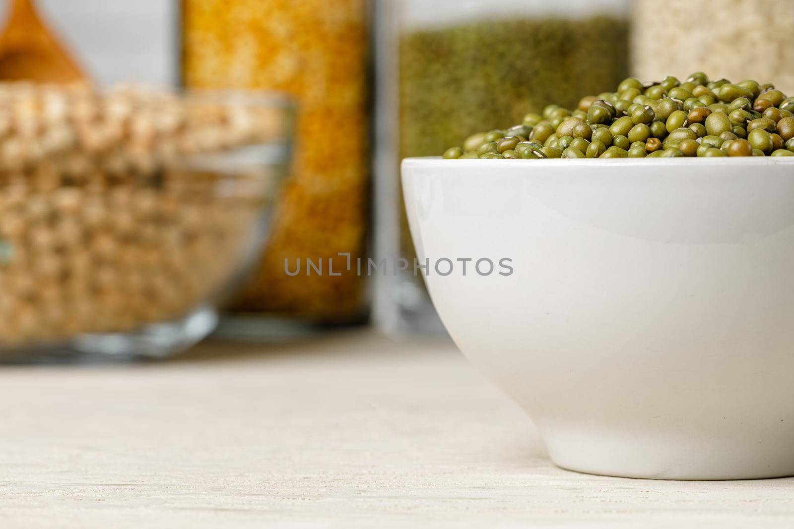 Beans in bowl on the table.