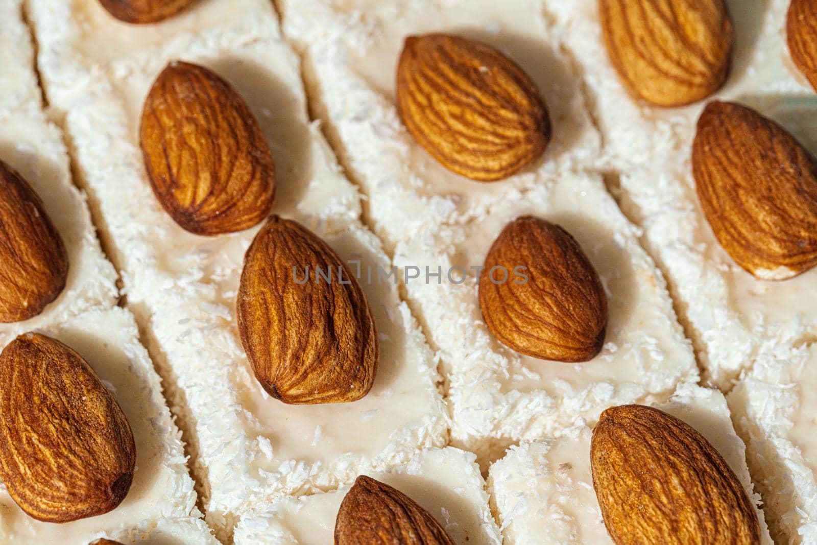 Square shaped turkish delight lokum sweets close up photo