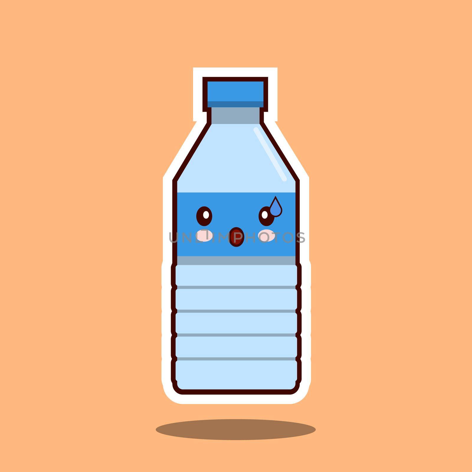 Water Plastic Bottle kawawii Sign. Illustration Isolated On by Alxyzt