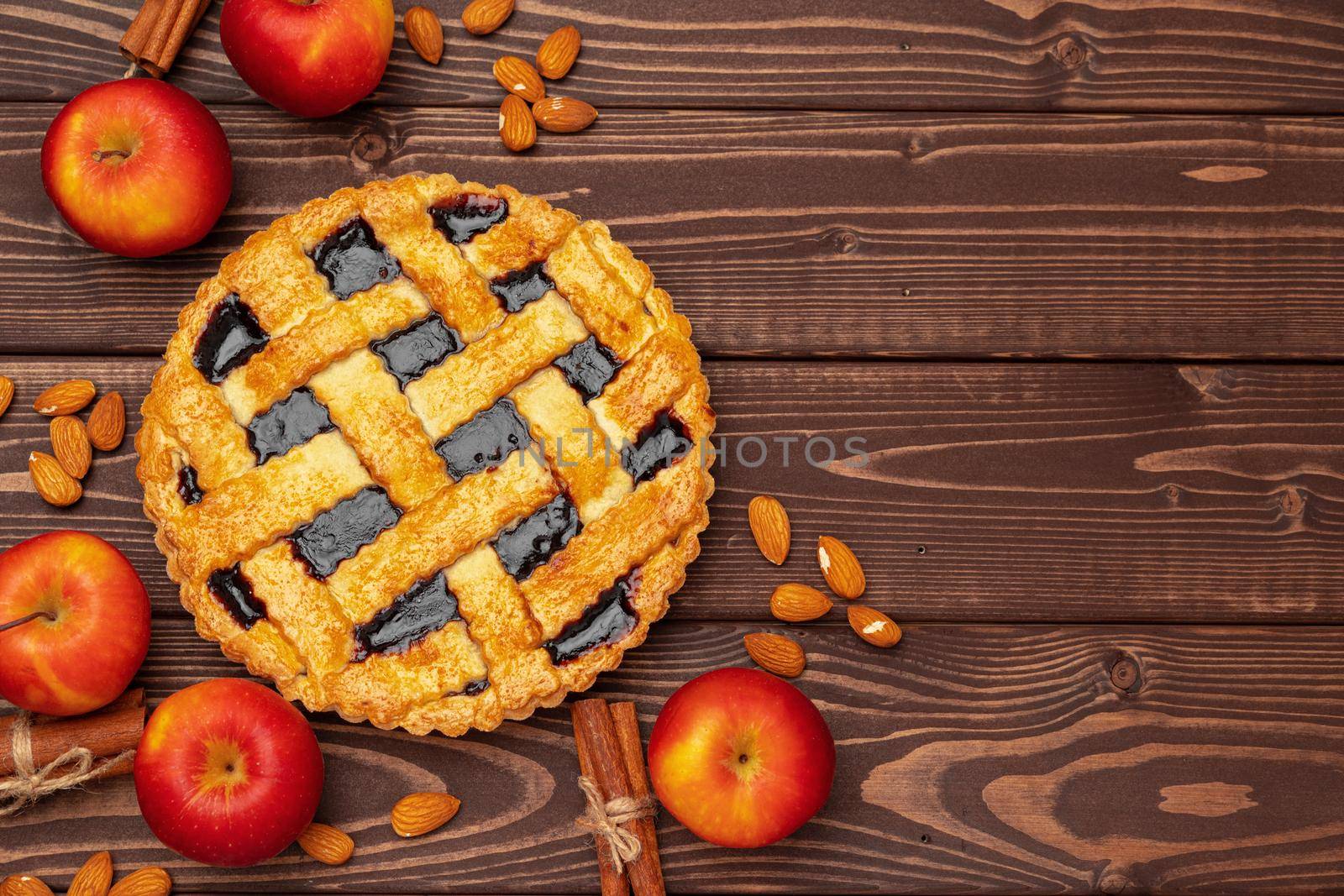 Traditional homemade pie for Thanksgivingautumn holiday top view