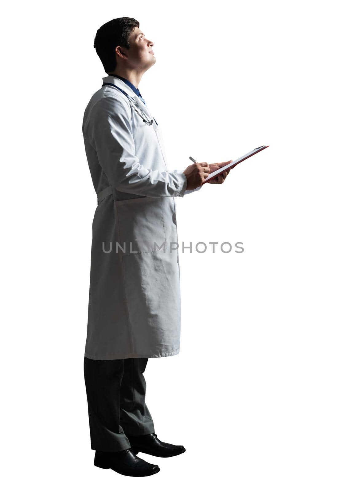 Portrait of a doctor with a tablet for documents