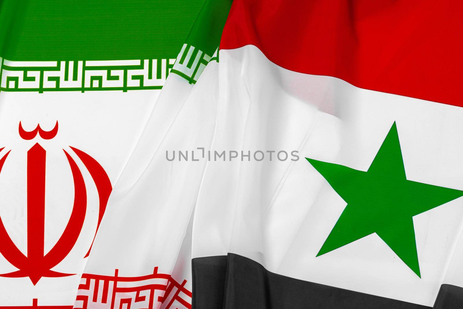Flags of Syria and Iran together