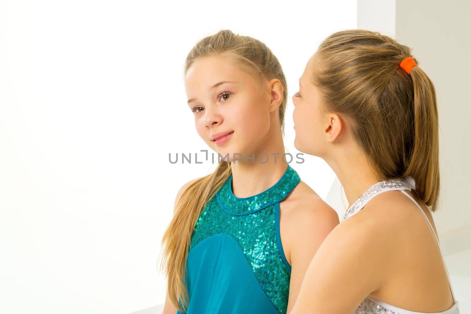 Portrait of a little girl close-up.Isolated on white background. by kolesnikov_studio