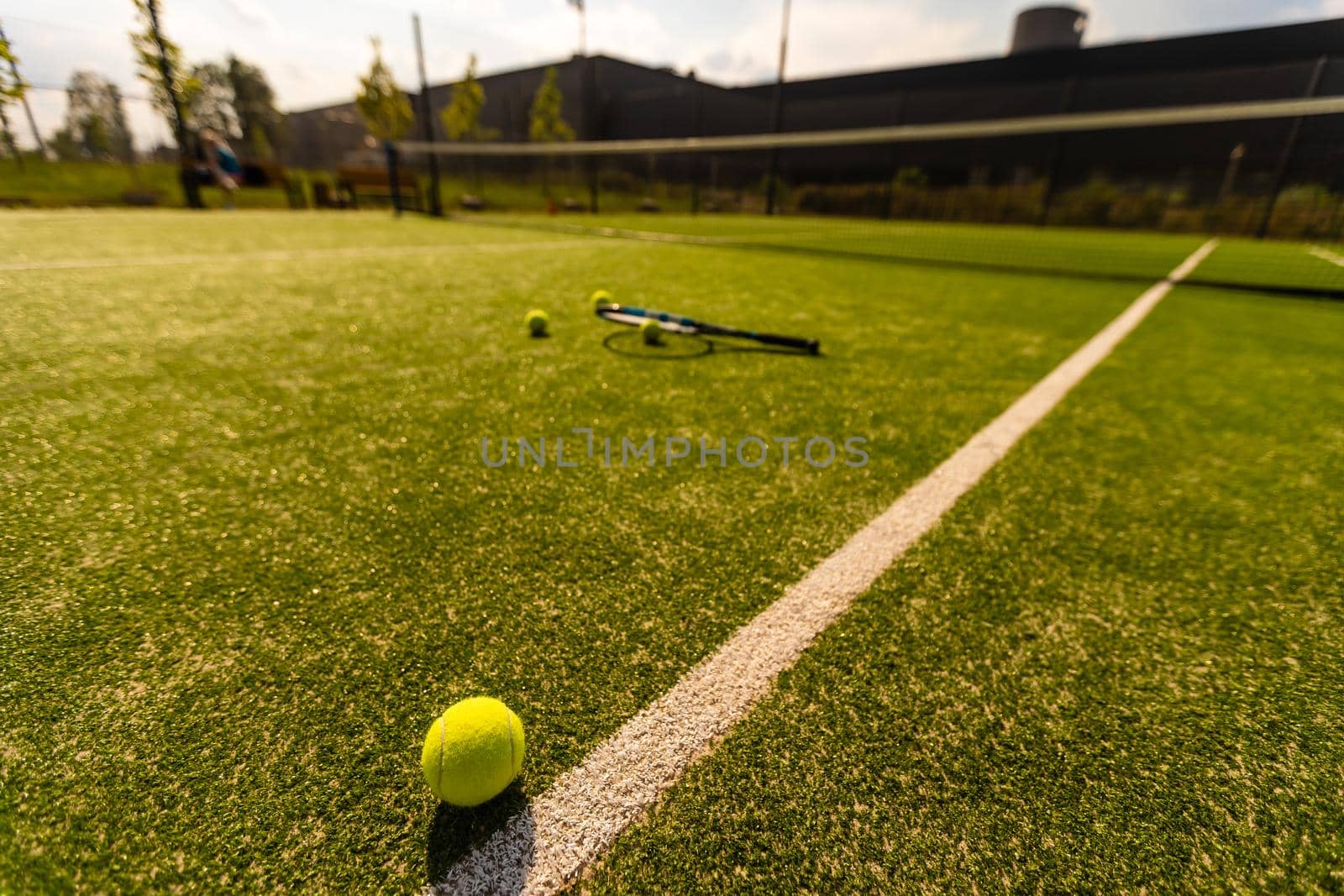 empty tennis grass court Aerial by Andelov13