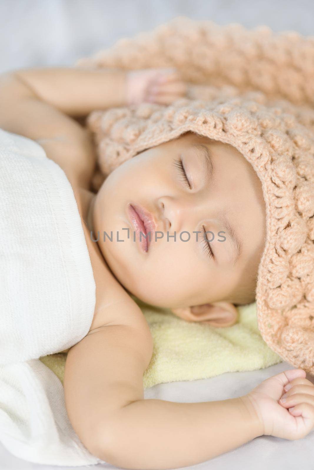 Baby sleeping on bed in the bedroom by geargodz