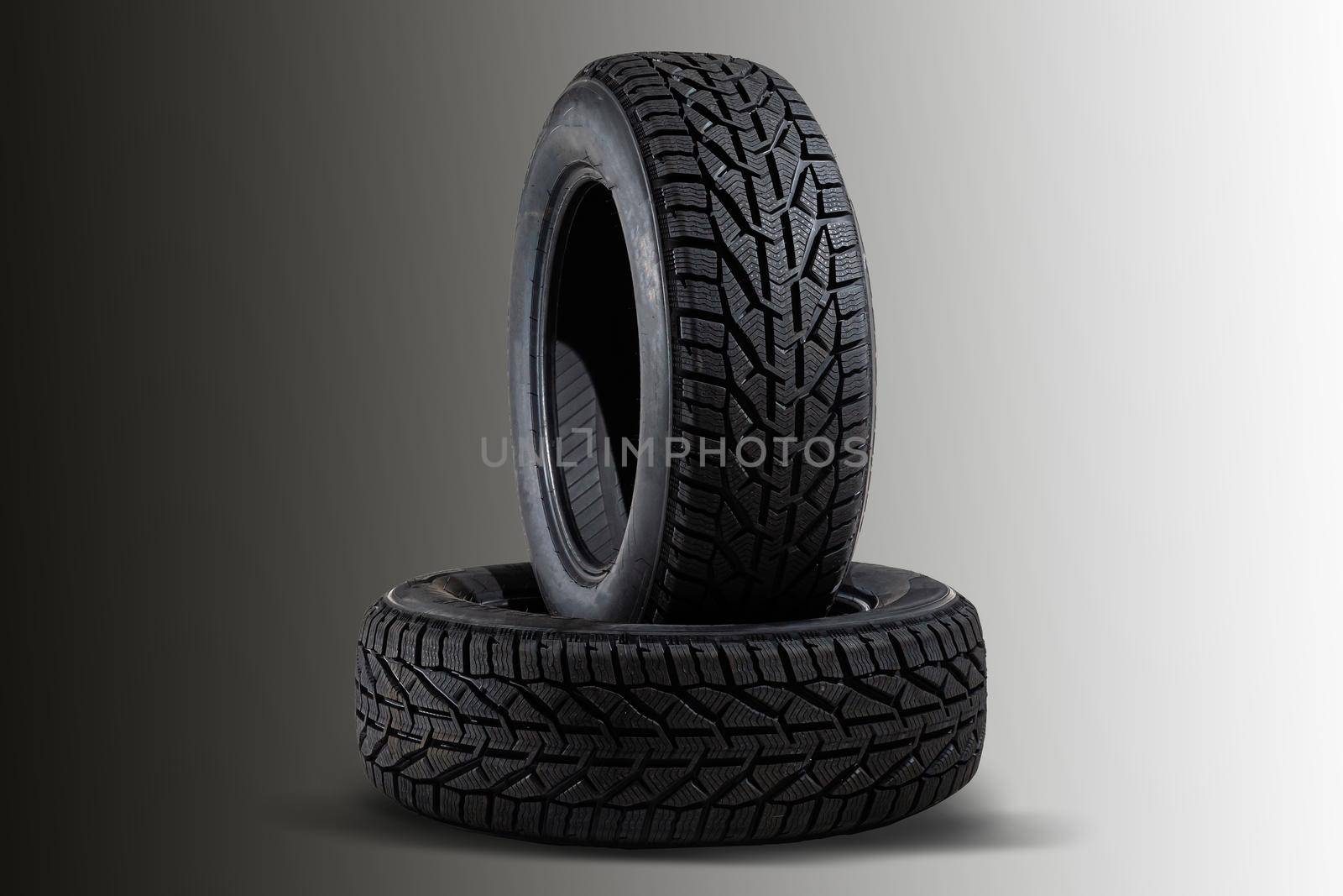 winter tires set isolated. car tire by Andelov13