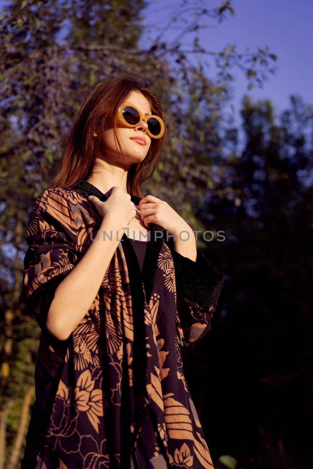 pretty woman wearing sunglasses outdoors fashion nature by Vichizh