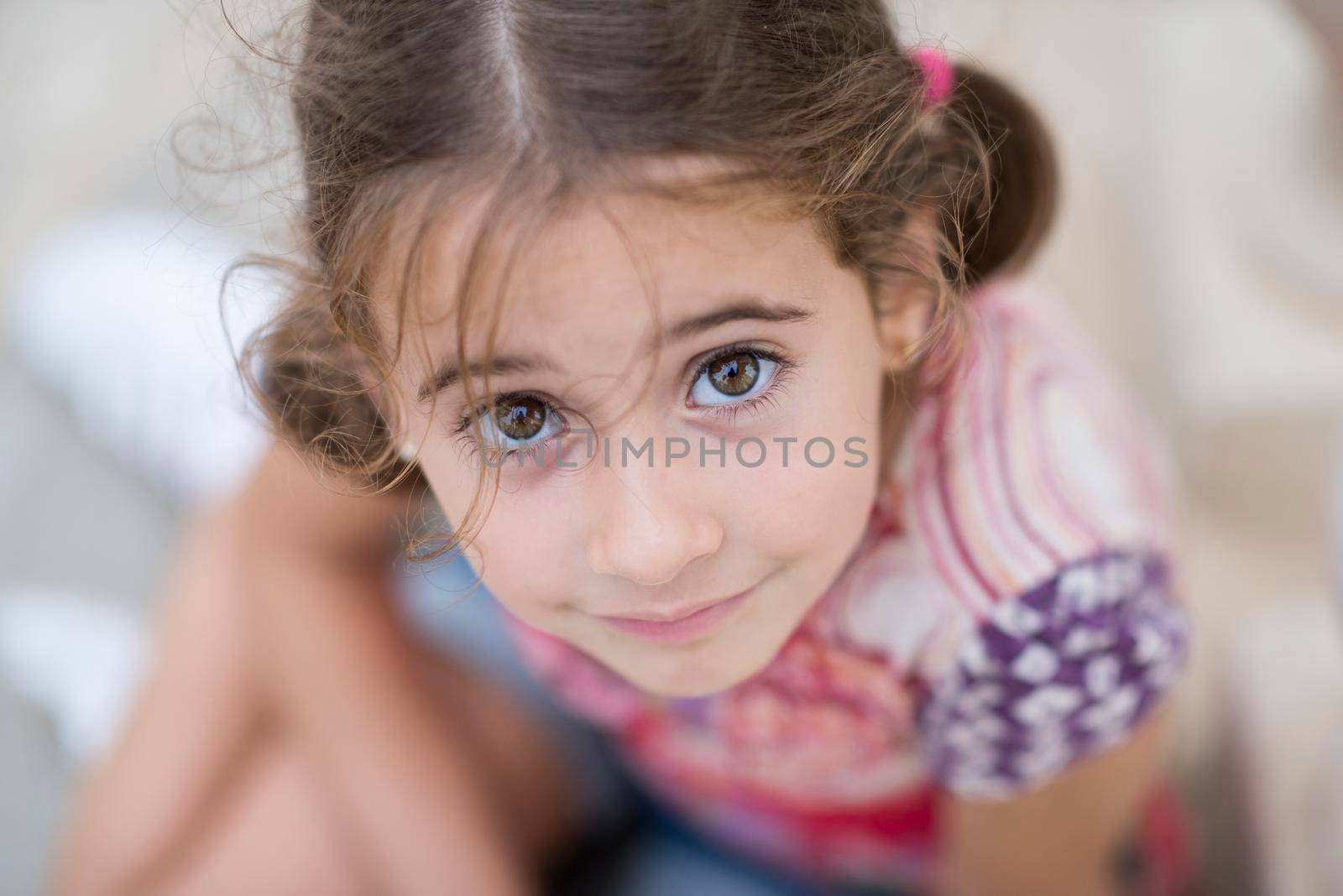 Adorable little girl combed with pigtails by javiindy
