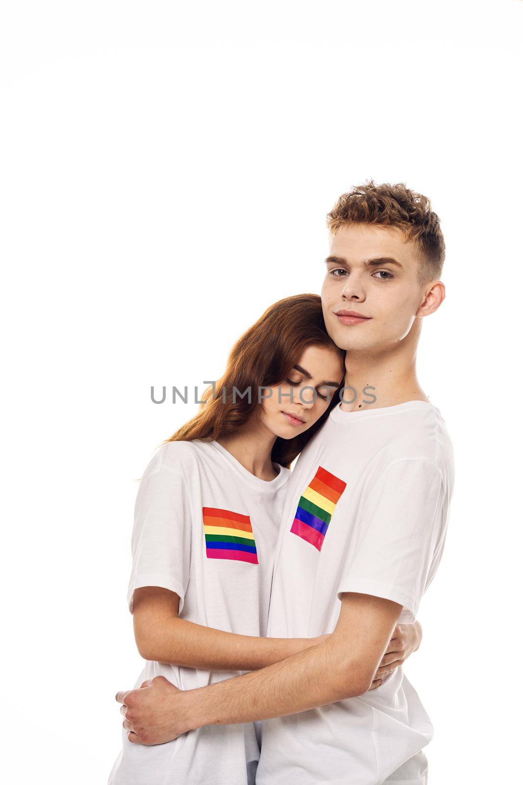 couple Flag lgbt transgender sexual minorities light background. High quality photo