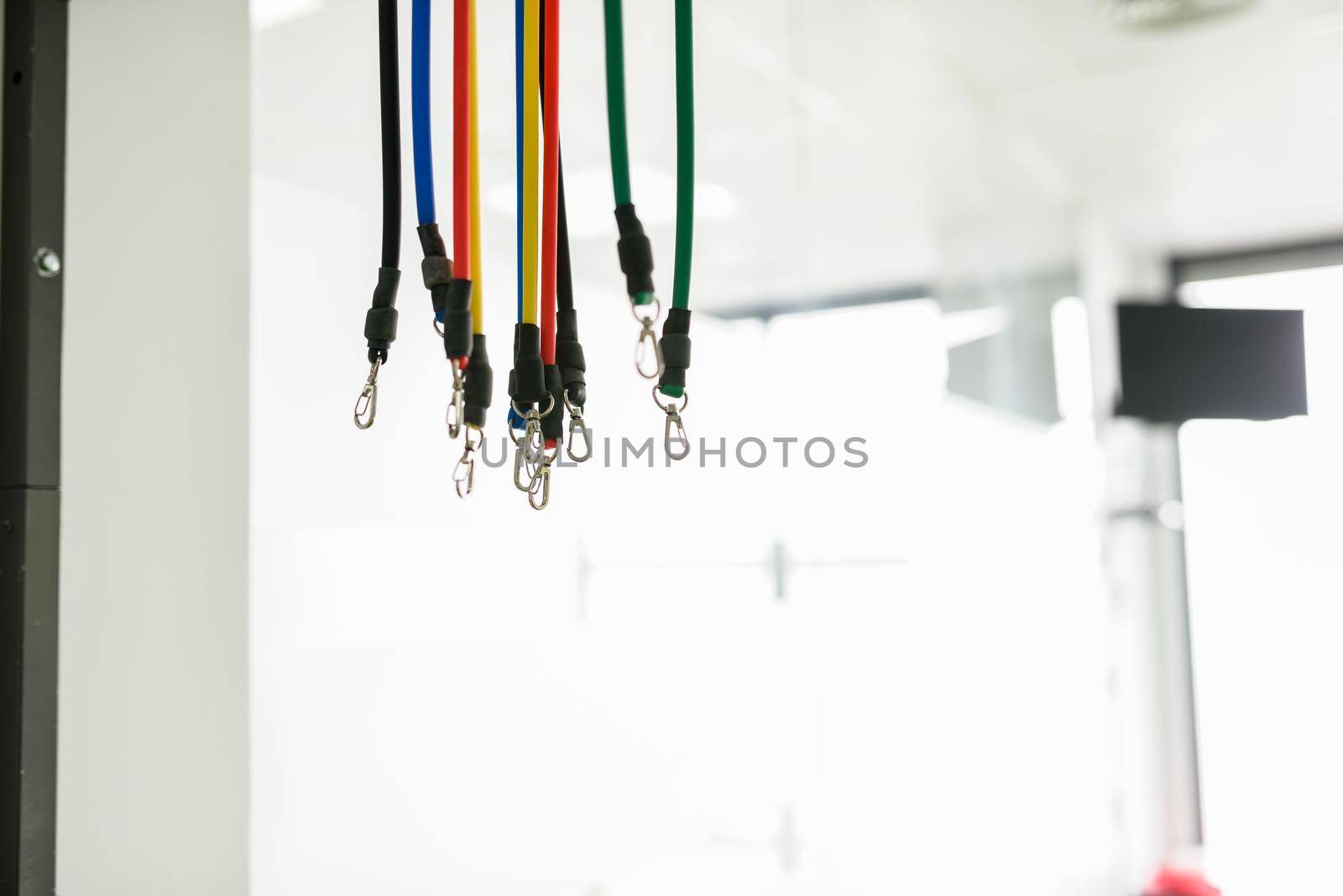 Equipment for rehabilitation in interior of physiotherapy clinic. Physical therapy center.