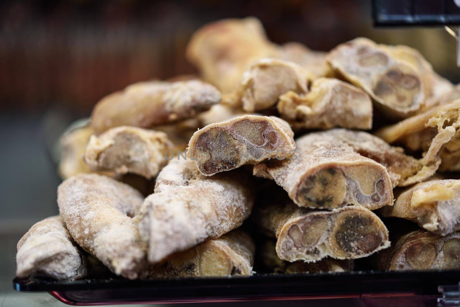 Ham bones for making broth at home in a butcher shop