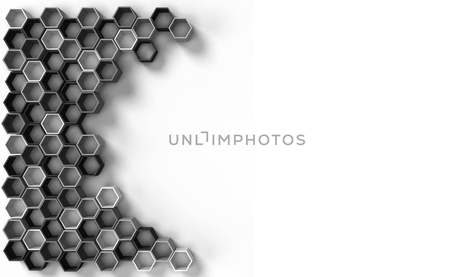 3d rendering image of hexagon solid shape on white background by Kankliang