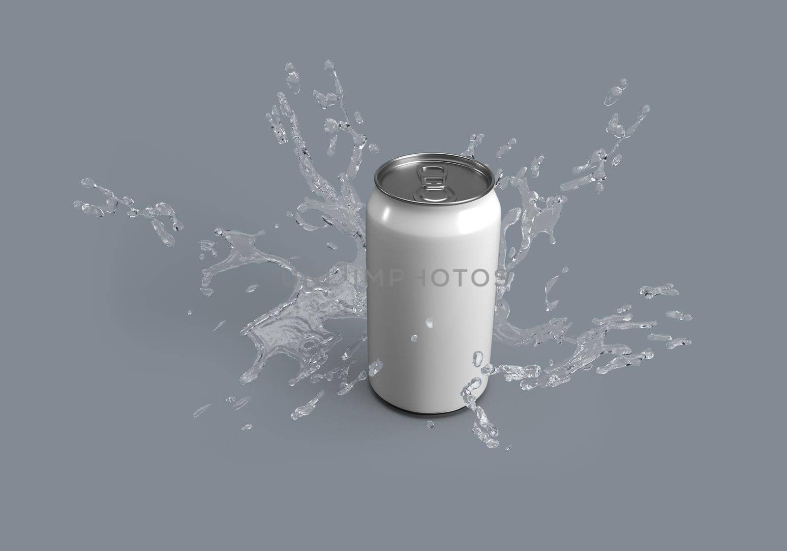 3d rendering image of can and water splash. 