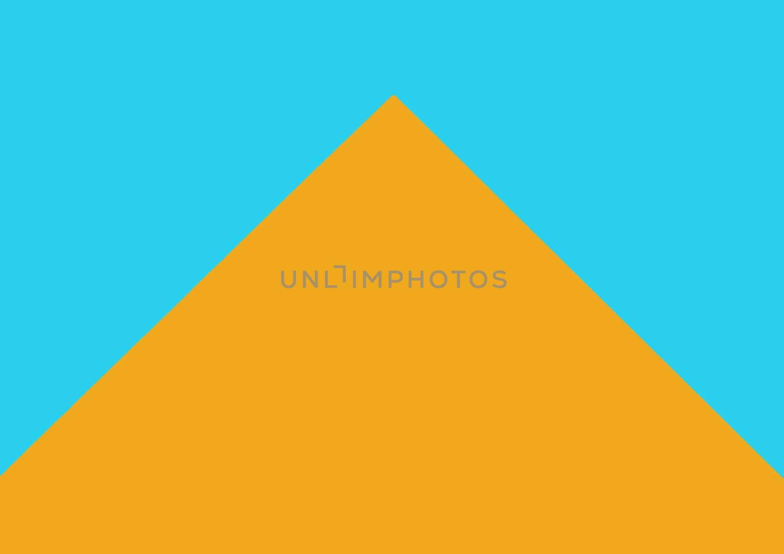 Abstract design orange pyramid pattern on a background of blue sky.