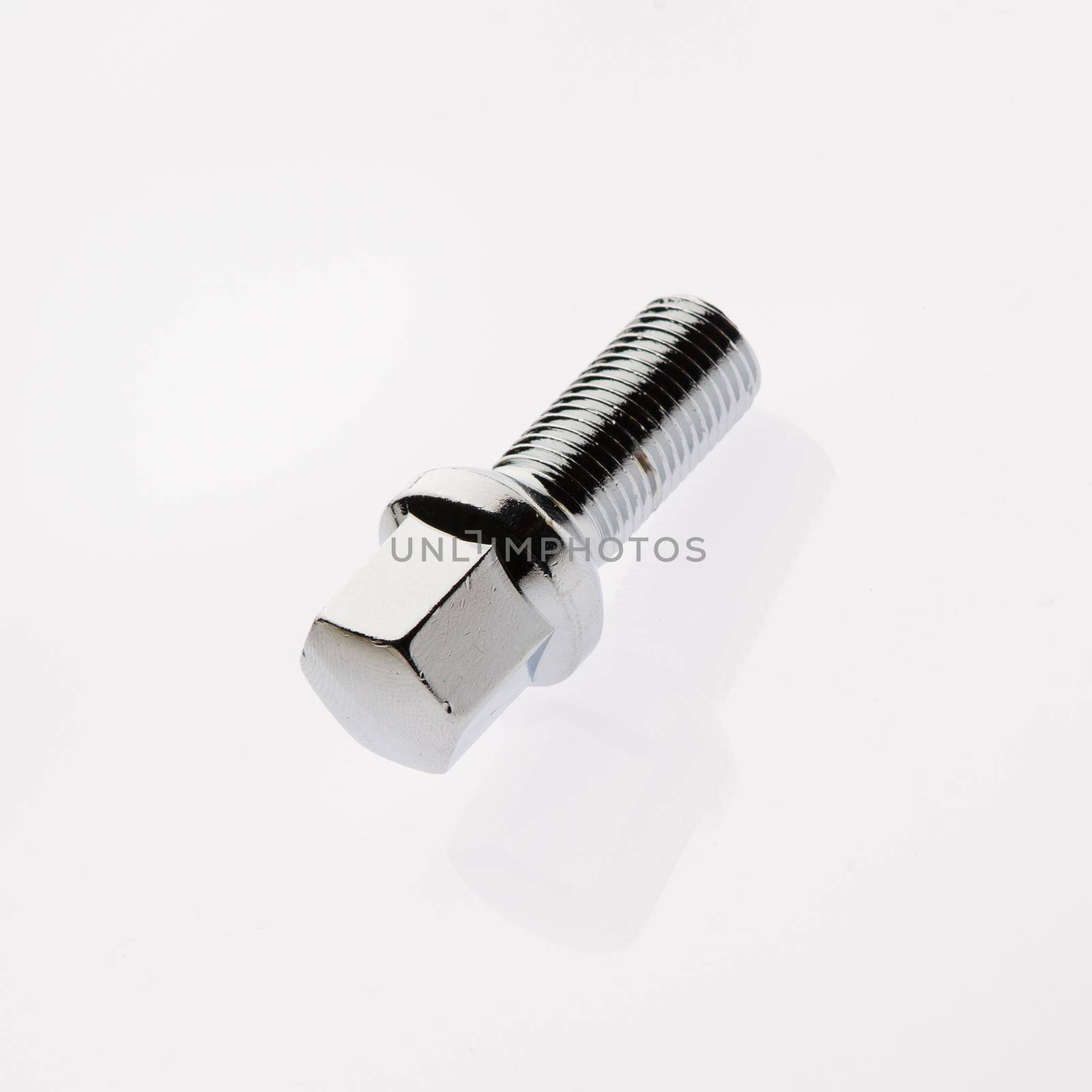 One car wheel bolts isolated on white background with copyspase - Image