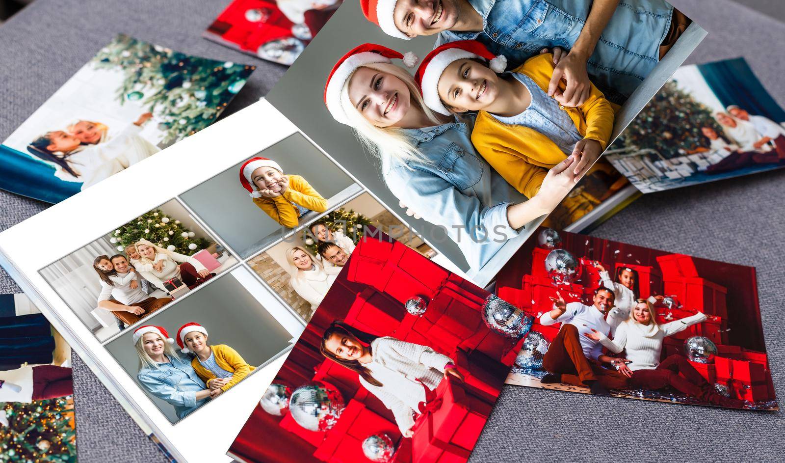 photo book with christmas photos.