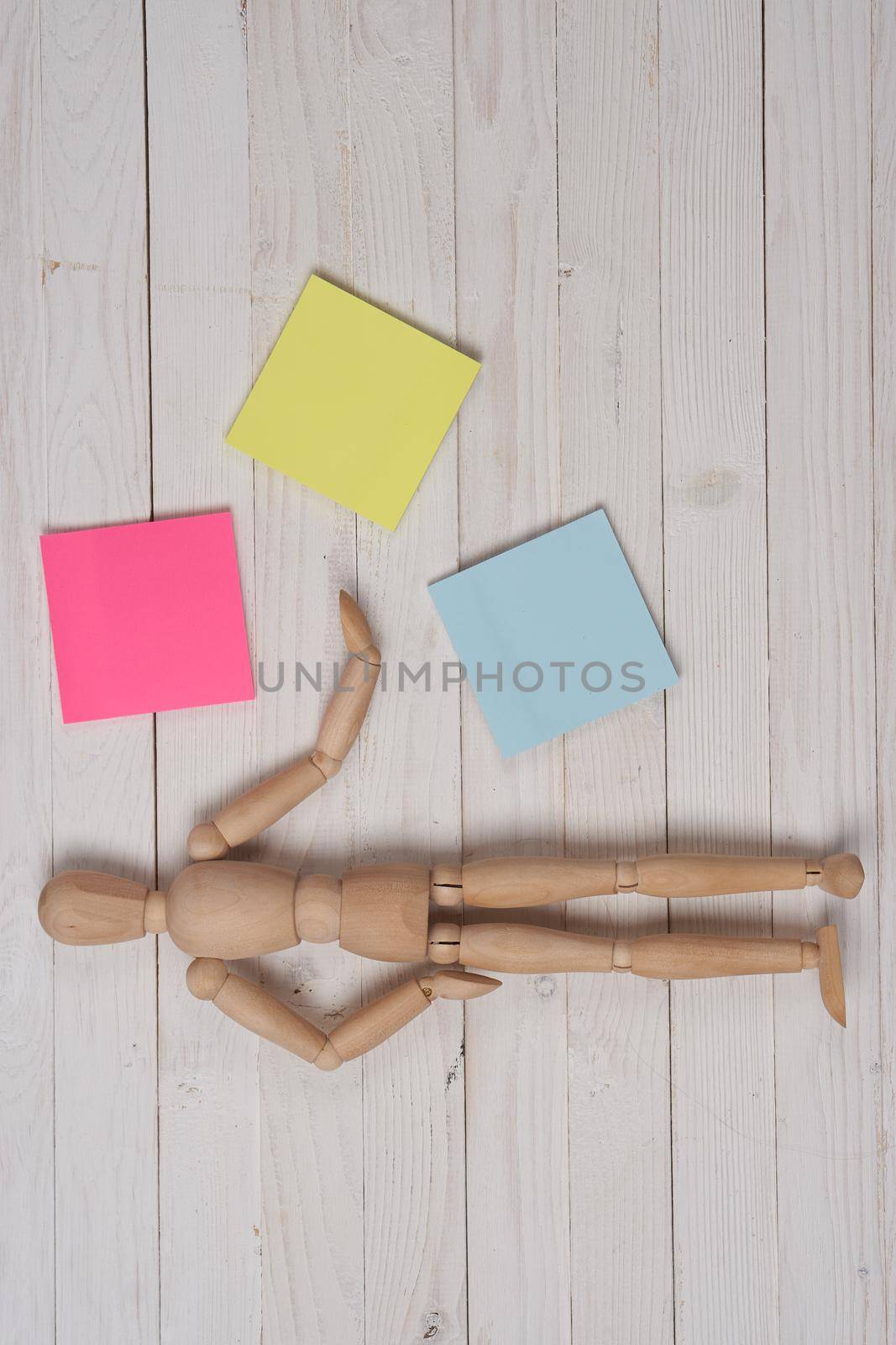 mannequin for drawing art design creative colorful stickers wooden background by Vichizh