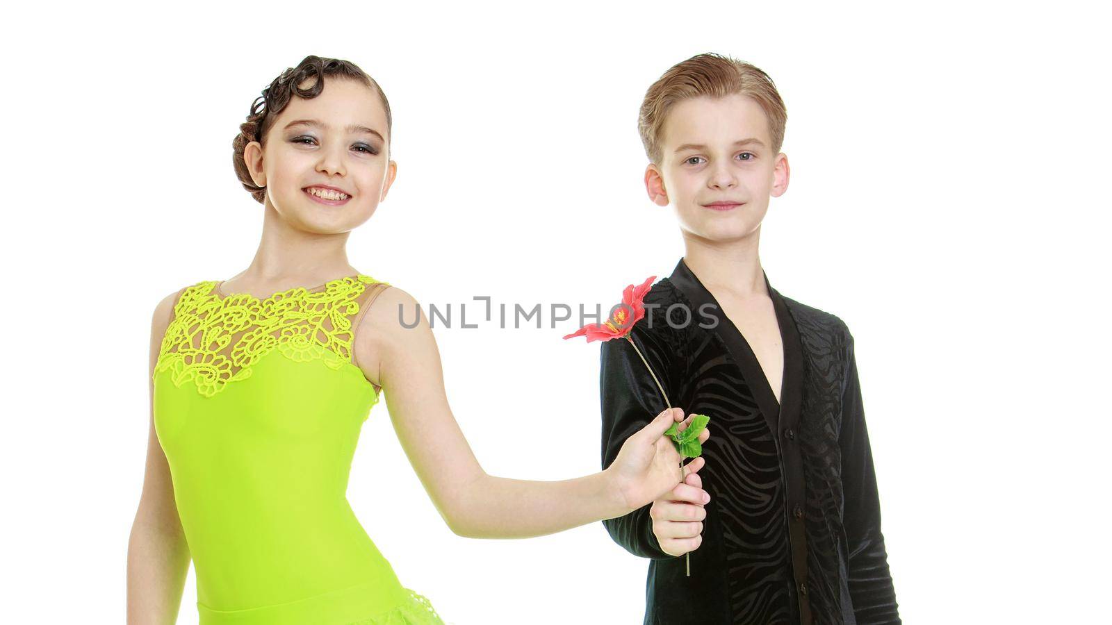 Beautiful sporting a pair of dancers in motion - isolated on white background