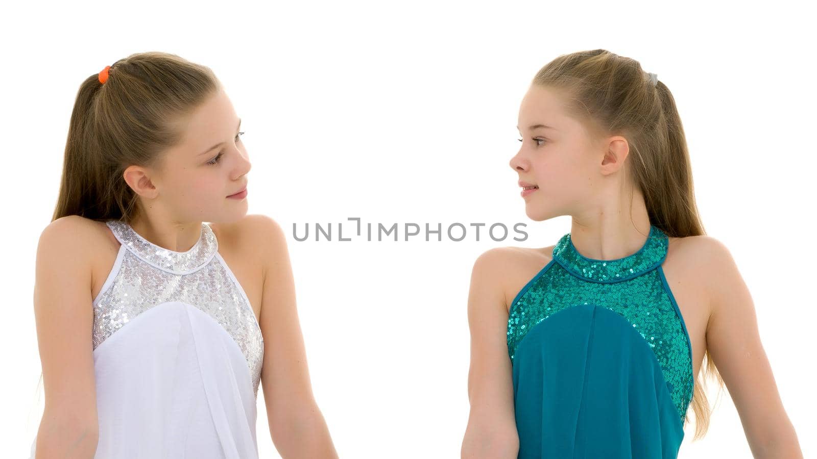 Portrait of a little girl close-up.Isolated on white background. by kolesnikov_studio