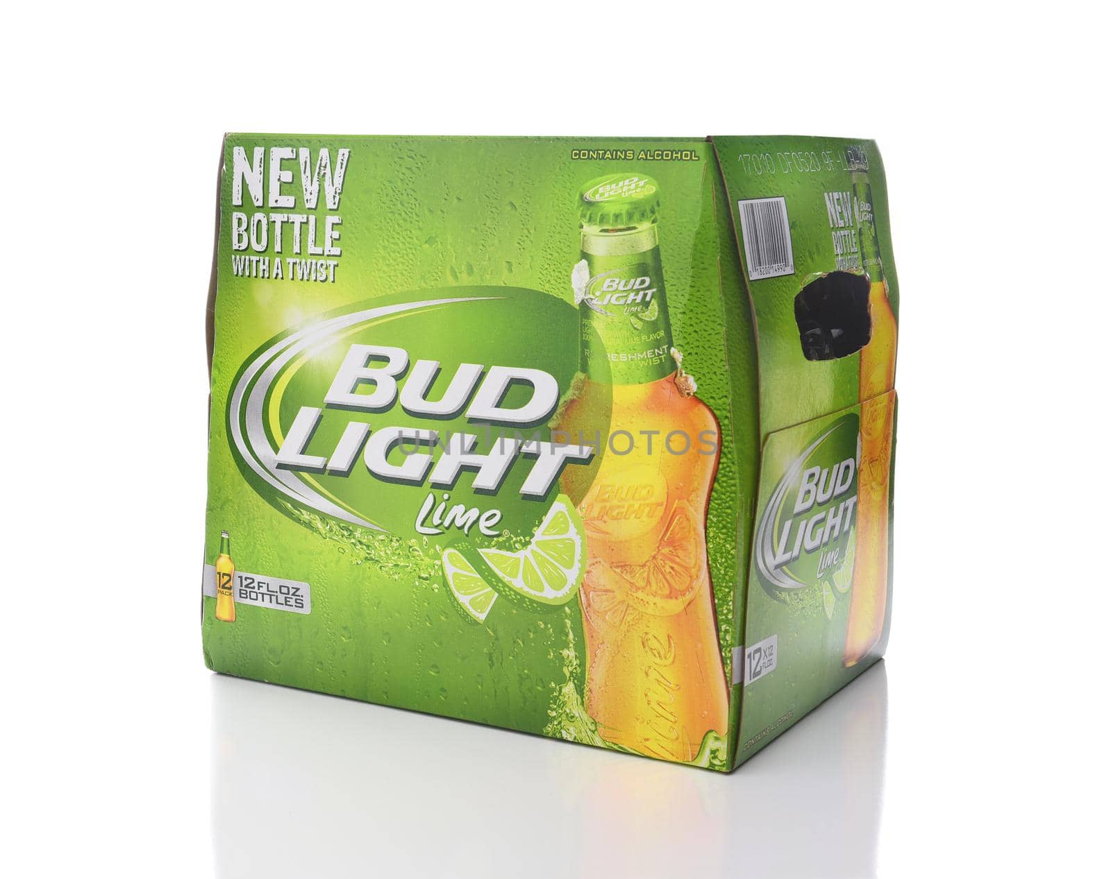 IRVINE, CA - APRIL 10, 2017: Bud Lime 12 Pack Bottles. From Anheuser-Busch InBev, Bud Light Lime is a flavored beer introduced in 2008.