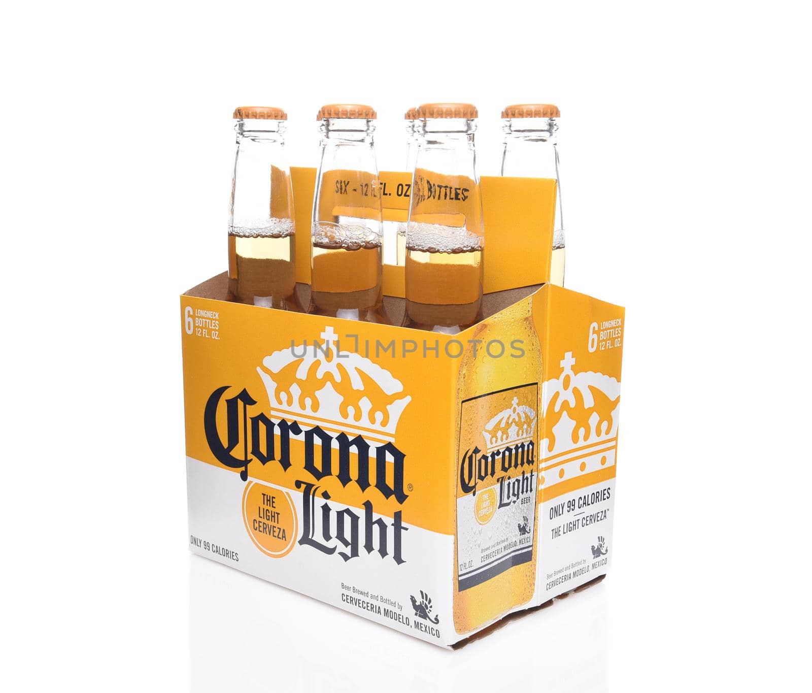 IRVINE, CALIFORNIA - DECEMBER 14, 2017: 6 pack  of Corona Light Beer Bottles. Corona is the most popular imported beer in the USA.