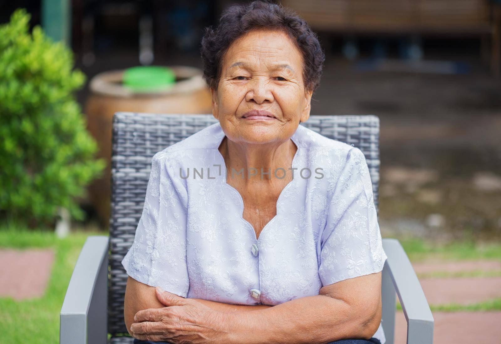 asian senior woman smilling and happy