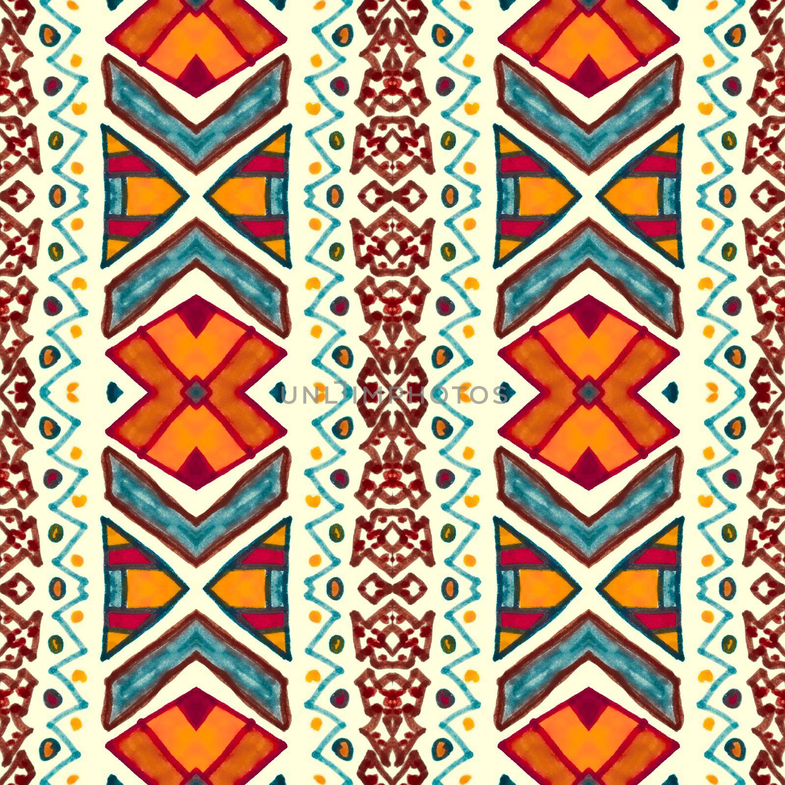 Seamless peruvian pattern. Hand drawn aztec illustration. by YASNARADA