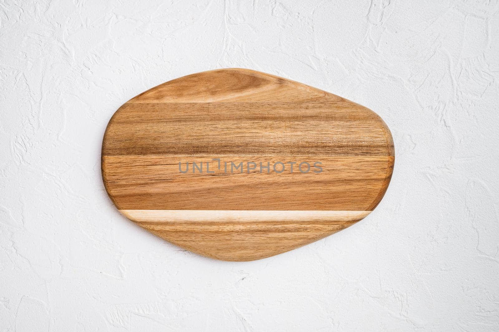 Pine wooden cutting board set, on white stone table background, top view flat lay , with copy space for text or your product