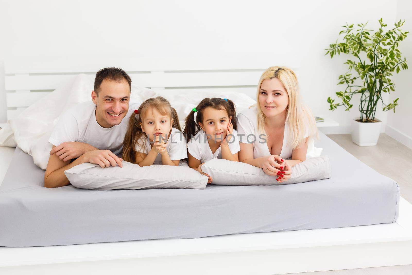 family morning in bed
