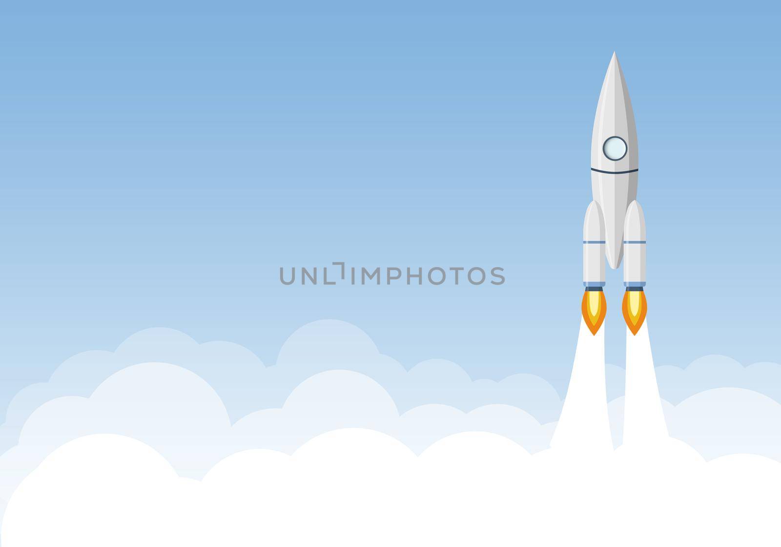 Art launch rocket with sky space. Startup concept.