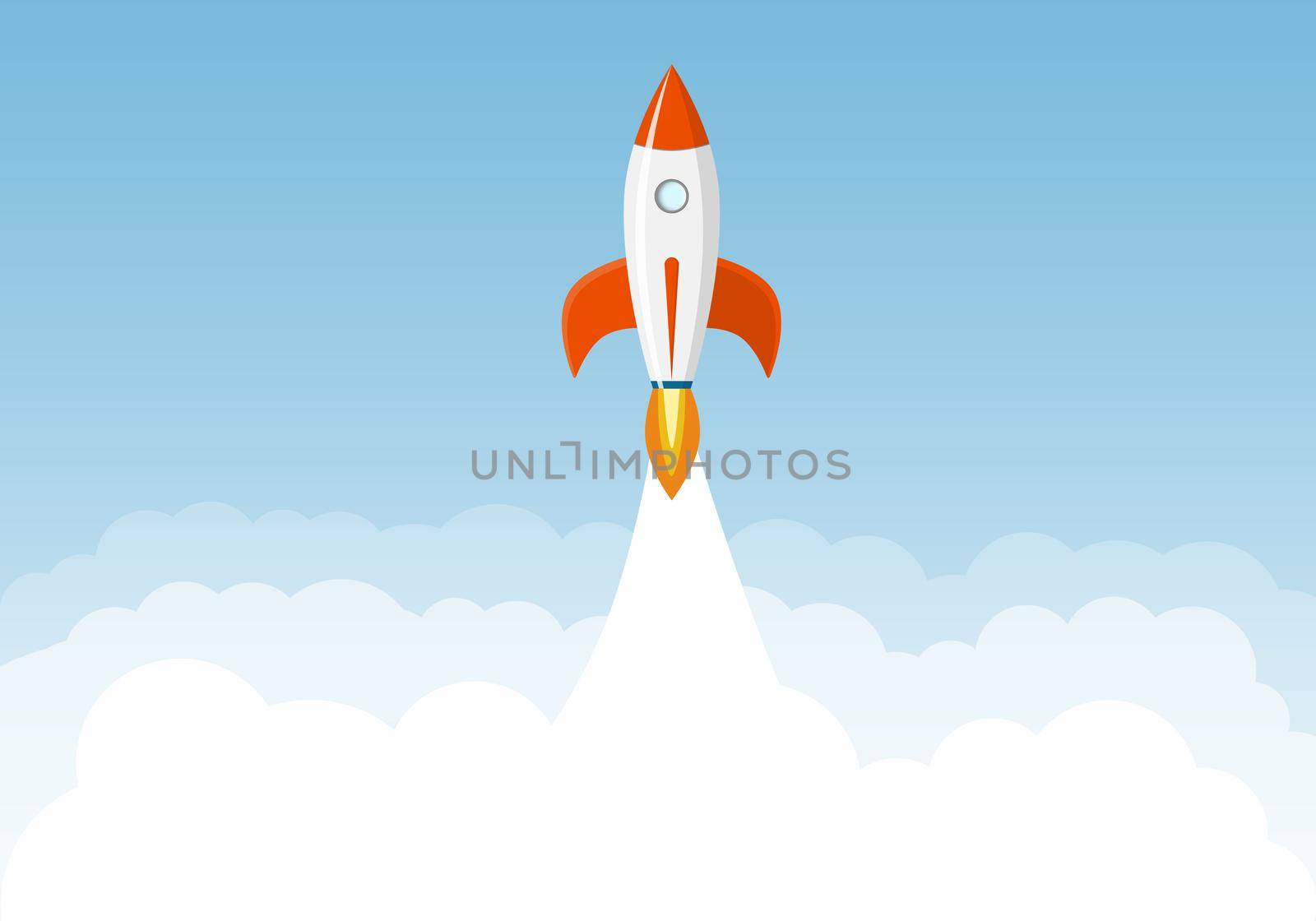 Art launch rocket with sky space. Startup concept.