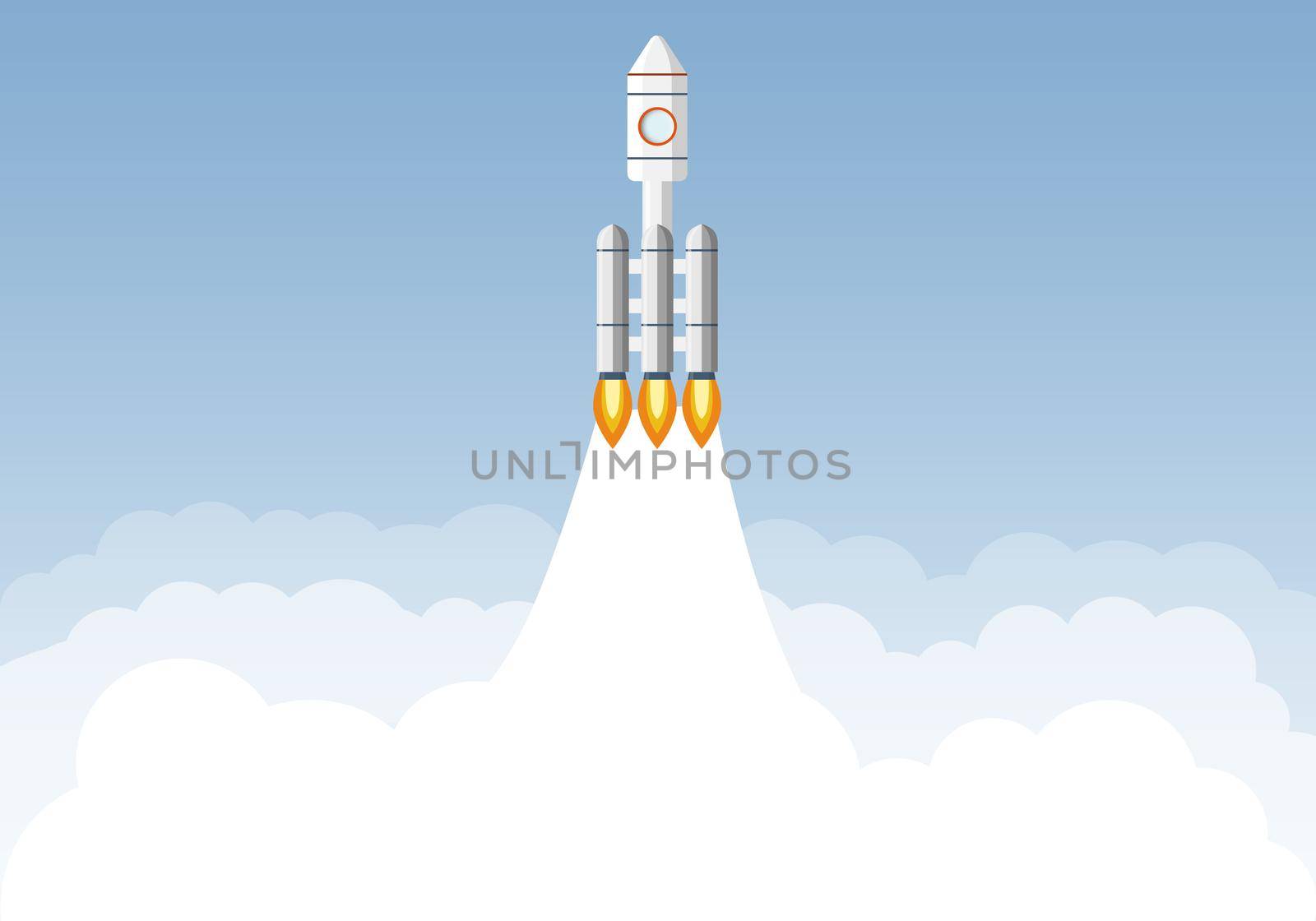 Art launch rocket with sky space. Startup concept.